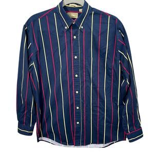 Vintage 90s Men's Striped Long Sleeve Button-Up Shirt Natural Issue Size Small